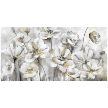Eļļas glezna 50x100cm, balti ziedi 87006