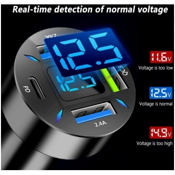 Auto īpaši ātrs lādētājs, USB PD&QC 3.0