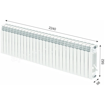 26 kv.m. Alumīnija radiators 98x432x2240mm Ferroli