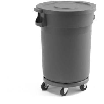 Atkritumu tvertne, plastmasa, 120 l, pelēka, ar vā