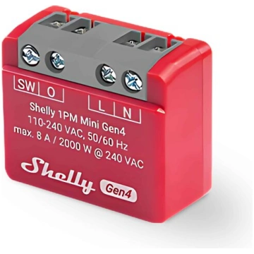 Shelly 1PM Mini Gen4 Sarkanā Automatizācijas Moduļ