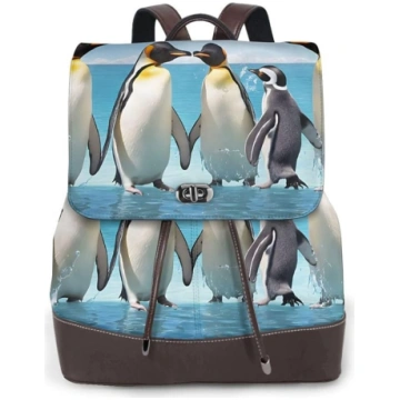 Happy Penguin – stilīgs sieviešu ādas mugursoma –