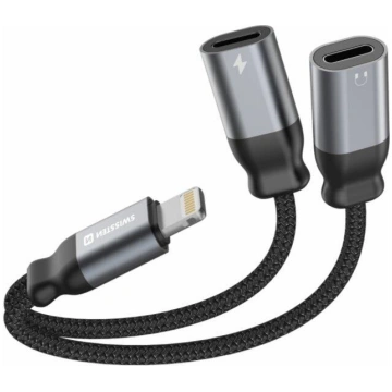 Swissten Textile Lightning Audio Charging Adapteri