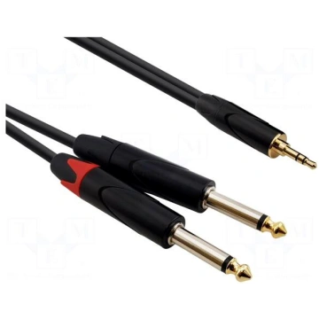 Cable | Jack 3.5mm plug,Jack 6,3mm plug x2 | 0.5m 