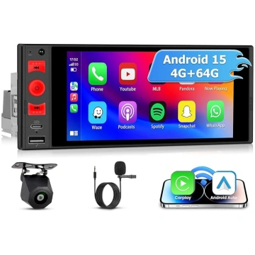 4+64G Android 15 Auto radio 1 DIN ar bezvadu CarPl