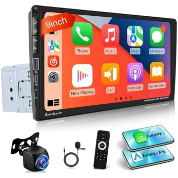 DIN 1 auto radio ar Apple Carplay, 9 collu automaš