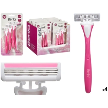 Set of 4 razors with 3 blades, pink, 21×11×4.5 cm,