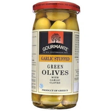 Zaļās olīvas pildītas ar ķiploku GOURMANTE, 570ml/