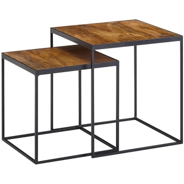 FineBuy Living Room Table Set of 2 Mango Solid Woo
