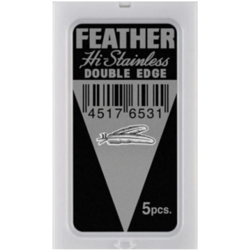 FEATHER Hi Stainless Double Edge asmeņi, 5 gabali