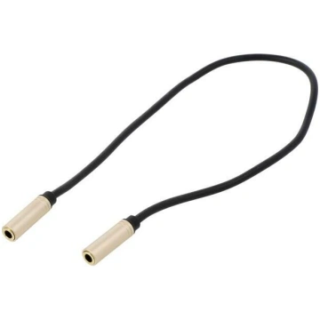 Cable; Jack 3.5mm 3pin socket,both sides; 0.3m; bl