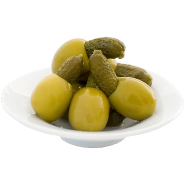 Zaļās olīvas Manzanilla pildītas ar pipargurķīšiem