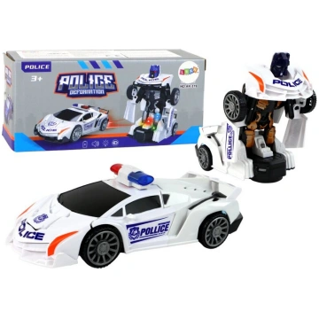 Policijas automobilis-robots 2in1, balts Lean Toys