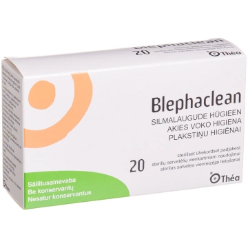 BLEPHACLEAN, mitrās salvetes, lēcu un plakstiņu tī