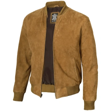 Men's Brown Suede Bomber Jacket Decrum