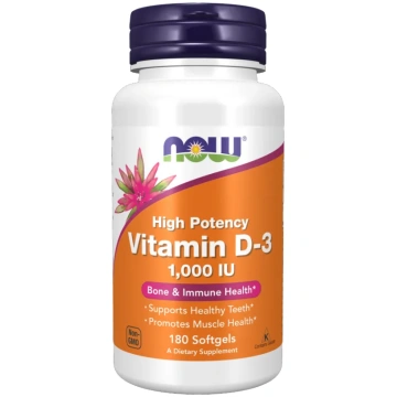 D-3 vitamīns 1000 SV, 180 mīkstās želejas Now Food