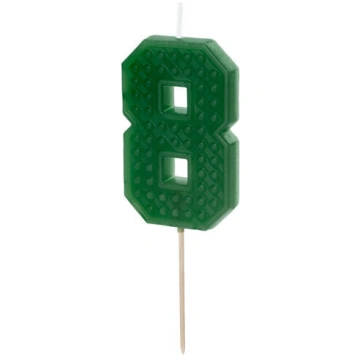 Kūkas svece nr.8 zaļa, 9.6 cm Partydeco
