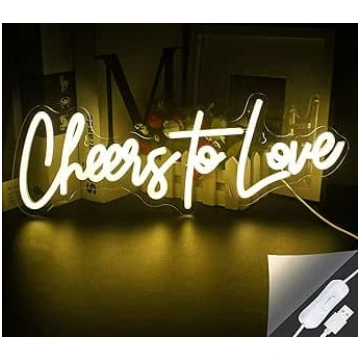 LookLight Cheers to Love Neon Sign, Warm White LED