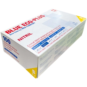 Cimdi nitrila nepūderēti BLUE ECO-PLUS S, zili, 10