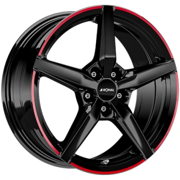 18" 5x114,3 Ronal R69 MCR JET BLACK-RED RIM ET50 8