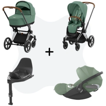 (Jauni) Cybex Priam 4.0 Leaf Green Chrome brown rā