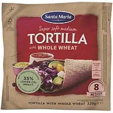 Kviešu pilngraudu tortiļas, vidējās 320G, Santa Ma