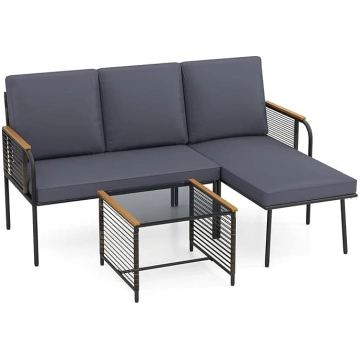 FANTASK 3-Piece Balcony Lounge Furniture, Garden F
