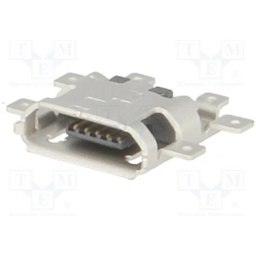 Connector: USB B micro; socket; on PCBs; SMT; PIN: