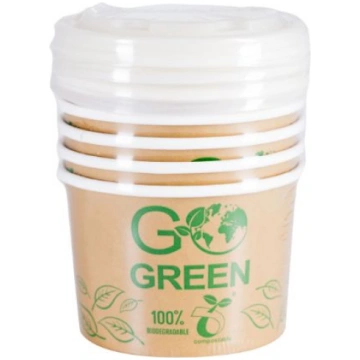 Kompostējamie ēdienu trauki ar vāciņiem Go Green 2