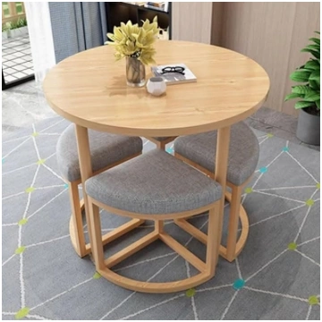 Round Dining Table with 4 Chairs Set, Dining Table