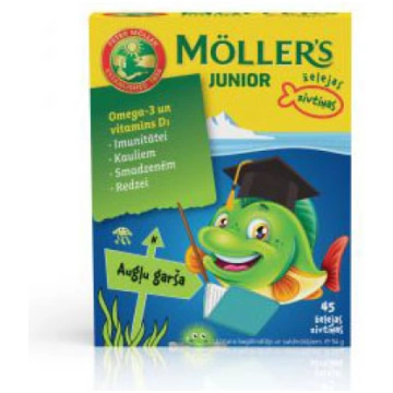 MÖLLER"S JUNIOR omega-3 želejas zivtiņas (augļu ga