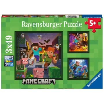Puzle 3in1 Ravensburger Minecraft 056217, 21 cm x 