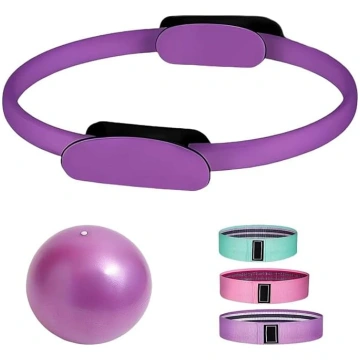 Pilates Loop un bumbu komplekts, ar 3 elastīgajām 