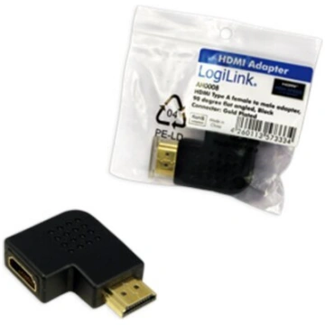 Logilink Ah0008 stūra Hdmi adapteris (90°), melns