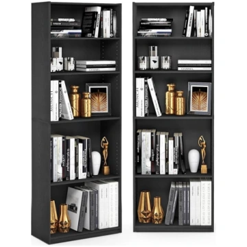 Furinno Jaya Bücherregal 2er-Set, 5-stufiges Büche