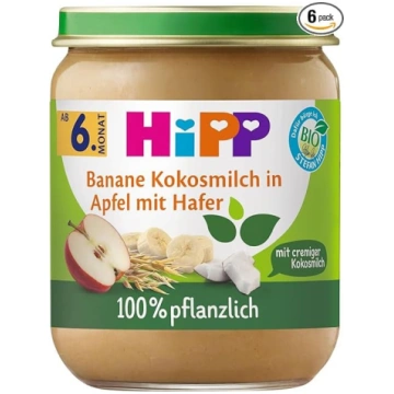 HiPP bioloģiskie augļi un graudi, banānu kokosriek