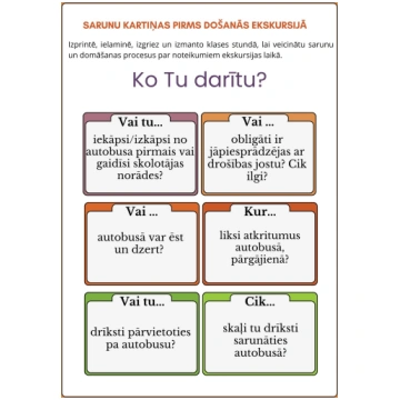Sarunu kartiņas pirms došanās ekskursijā - Mācību 