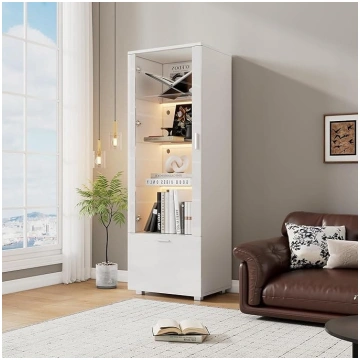 Wiuzo White High-Gloss Display Cabinets with Acryl