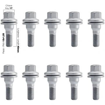 10 bolts key 17 12x1.25 l. 40mm flat head