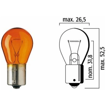 Autolampa 24V 21W BAU15s, nov. cokolu, oranža | F6