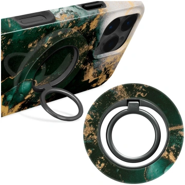 MIO Green Marble Magsafe Case Compatible Ring Hold