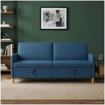 Sofas ar uzglabāšanu zila 192 x 78 x 87 cm poliest