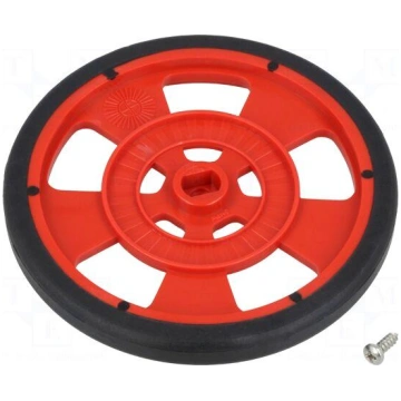 Wheel | red | Shaft: two sides flattened | Pcs: 1 