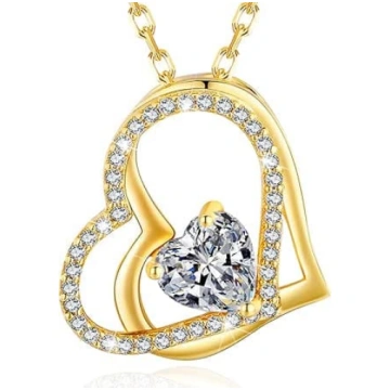 Halskette Damen Silber 925 Echt Gold Herz Kette Sc