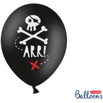 Baloni 30 cm Pirates Party Pastel, melni, 6 gab