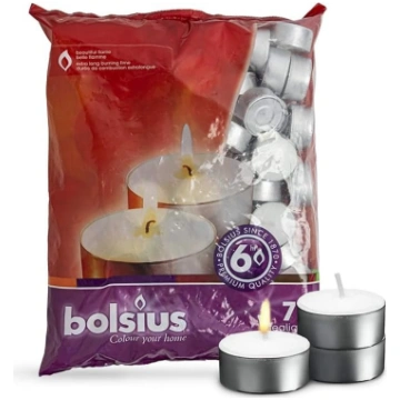 Bolsius tējas svecītes, parafīna vasks, baltas, 70