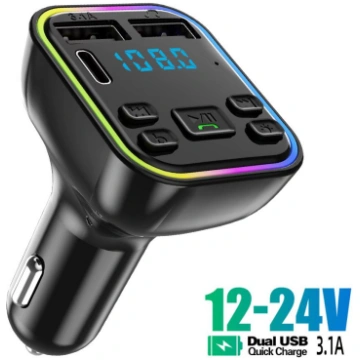 Automašīnas Bluetooth 5.0 FM raidītājs PD Type-C D