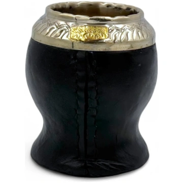 Mate Torpedo Nero a "Copa" con Fleje Alpaca Lavora