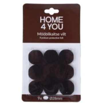 Mēbeļu aizsardzība filcs D28mm x 9gab, melns