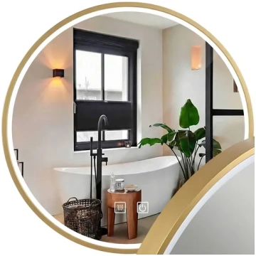 LED sienas spogulis 80cm MMJ BRUSH GOLD Rea